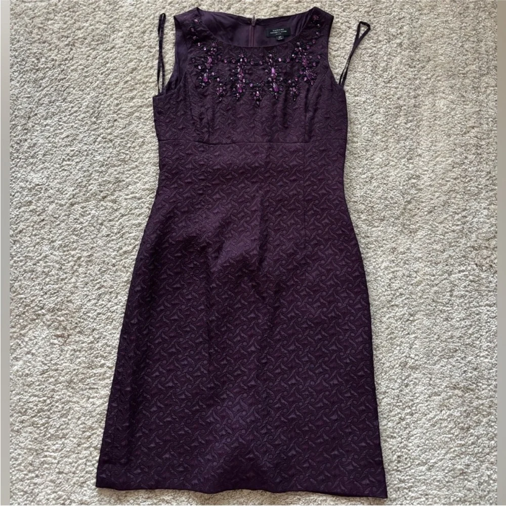 Tahari Deep Purple Embellished Gown - Picture 1 of 3